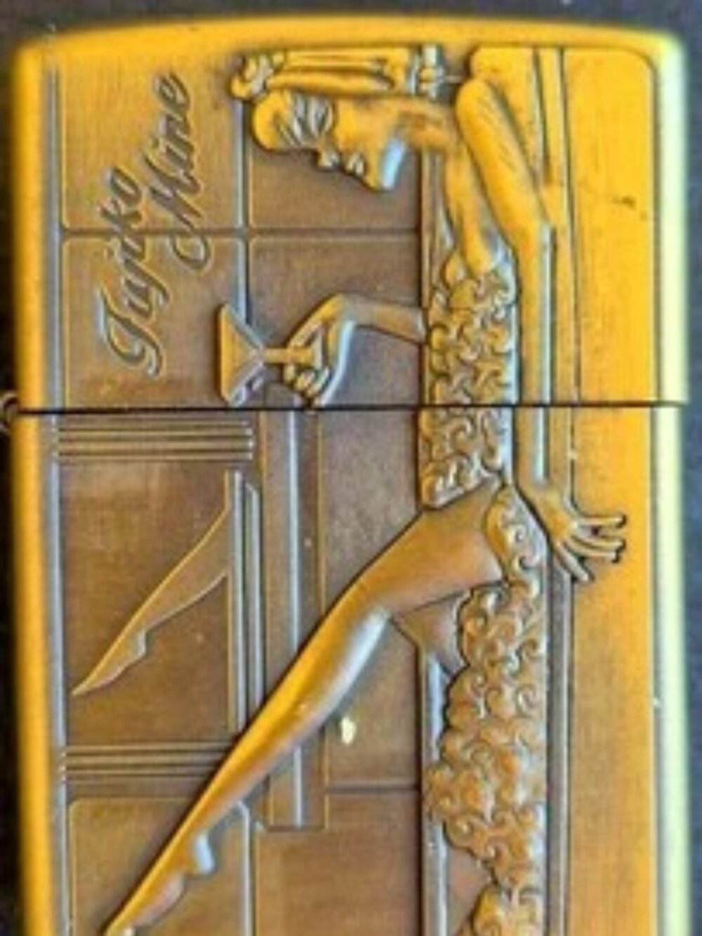 Brass Martini Girl Highly Detailed Deep Carved Lighter